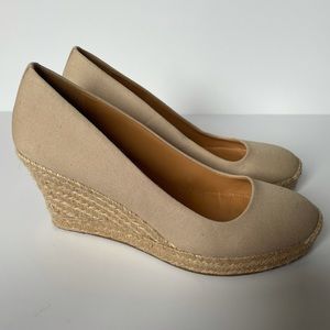 J crew new tan canvas wedge size 8.5